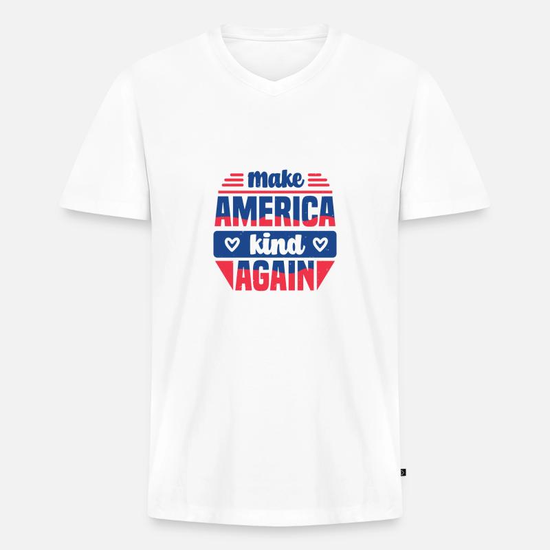 MAKE AMERICA KIND AGAIN - Männer Premium Bio T-Shirt mit V-Ausschnitt - Weiß