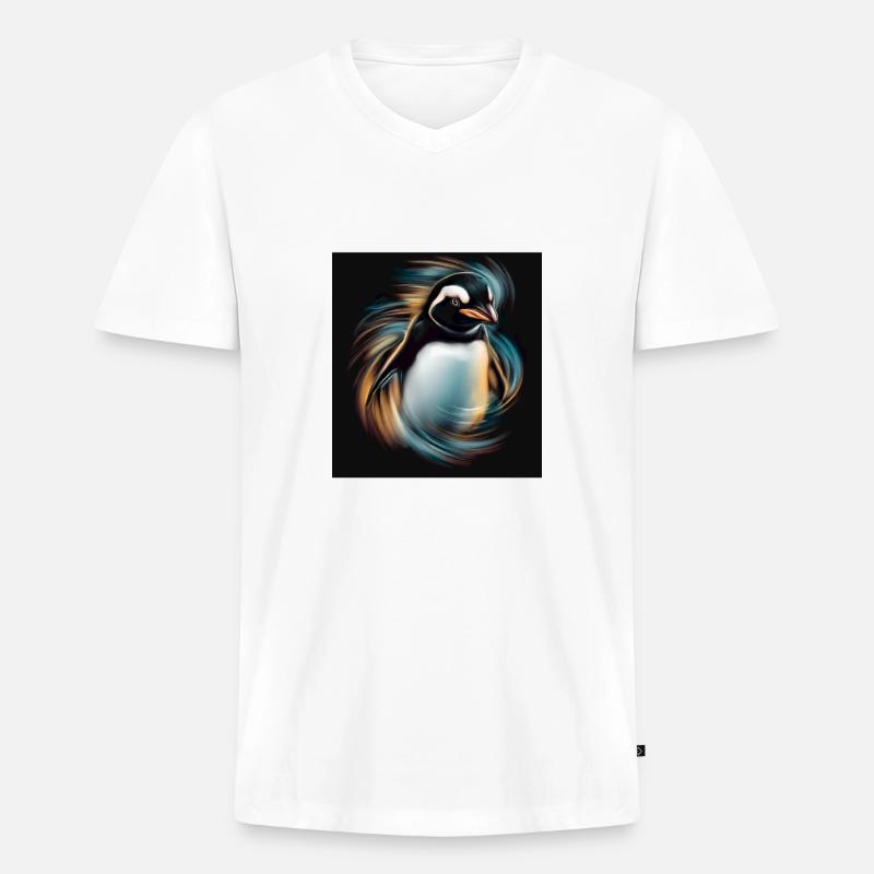 PINGUIN - Männer Premium Bio T-Shirt mit V-Ausschnitt - Weiß