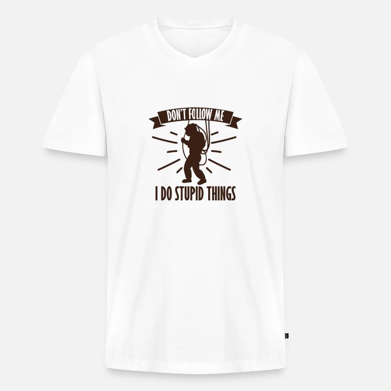 Divers do stupid things - Männer Premium Bio T-Shirt mit V-Ausschnitt - Weiß
