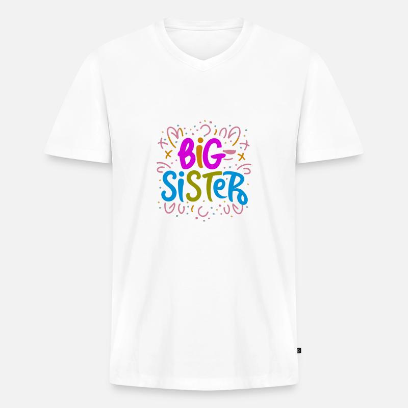 GROßE SCHWESTER - Männer Premium Bio T-Shirt mit V-Ausschnitt - Weiß