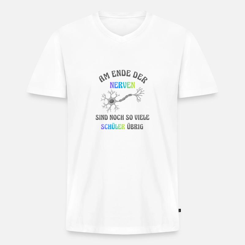 Am Ende der Nerven - Männer Premium Bio T-Shirt mit V-Ausschnitt - Weiß