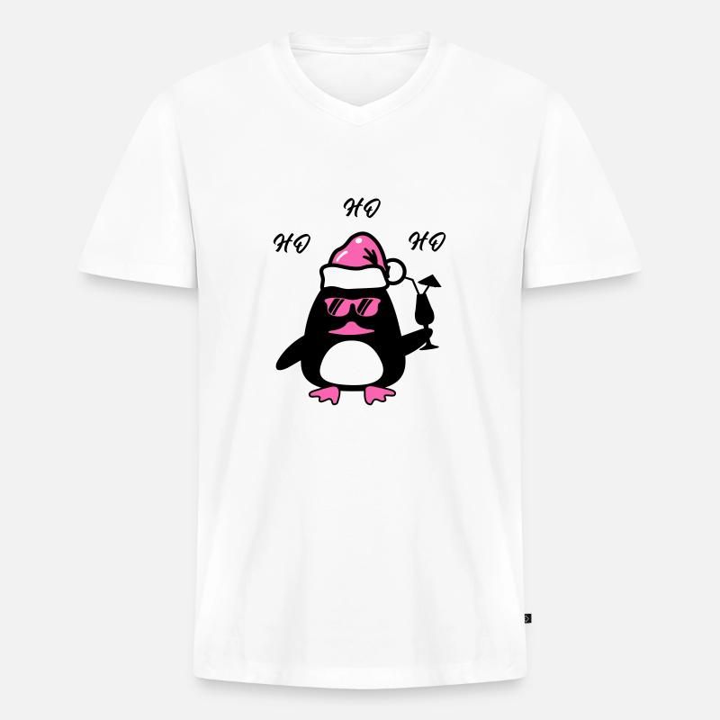 Noël du canard de plage - T-shirt encolure en V Premium bio Homme - blanc