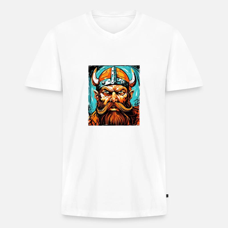 Wikinger Krieger Valhalla Odin - Männer Premium Bio T-Shirt mit V-Ausschnitt - Weiß