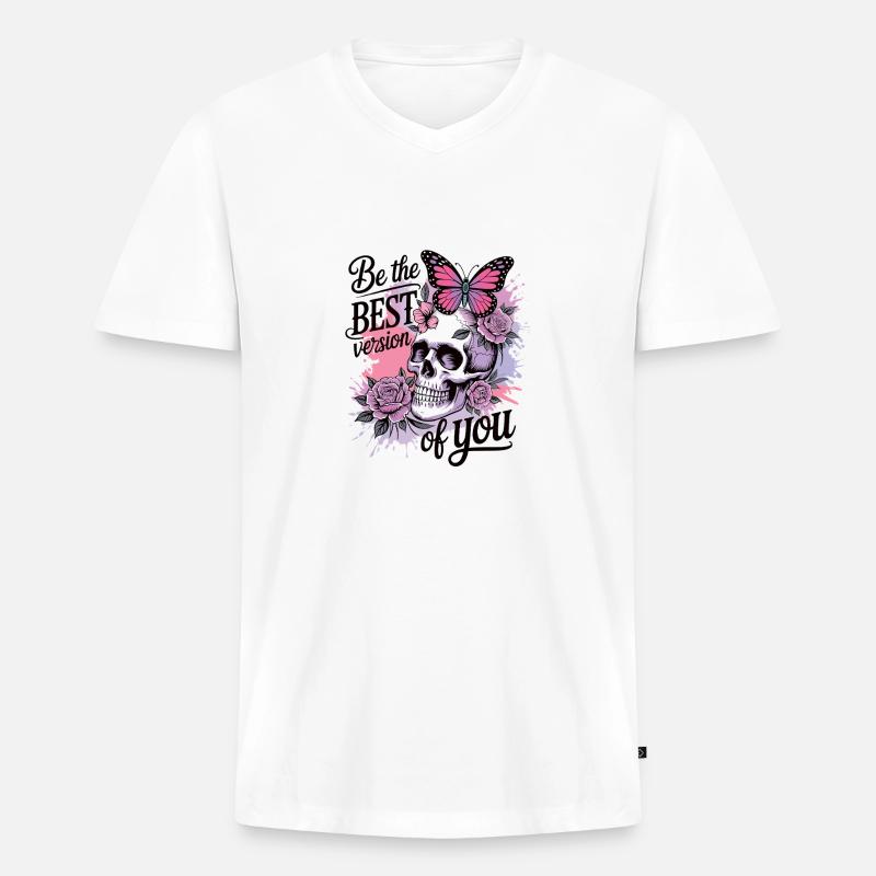 Vær den bedste version af dig selv - Premium økologisk T-shirt med V-hals til mænd - hvid