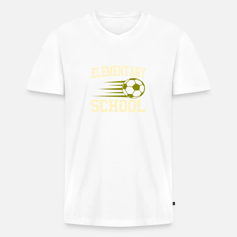 Funny Elementary Completed Soccer Vibe - Männer Premium Bio T-Shirt mit V-Ausschnitt - Weiß