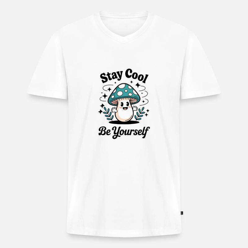 SEI DU SELBST - Männer Premium Bio T-Shirt mit V-Ausschnitt - Weiß