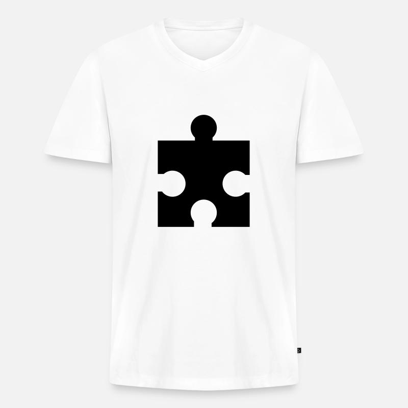 Puzzle - Männer Premium Bio T-Shirt mit V-Ausschnitt - Weiß