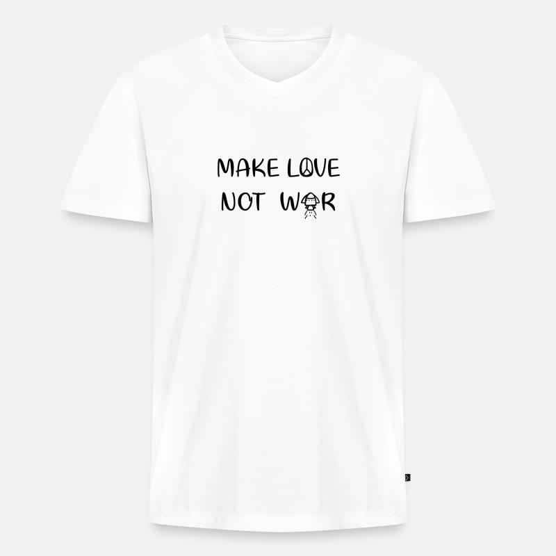 Make love - not war - Männer Premium Bio T-Shirt mit V-Ausschnitt - Weiß