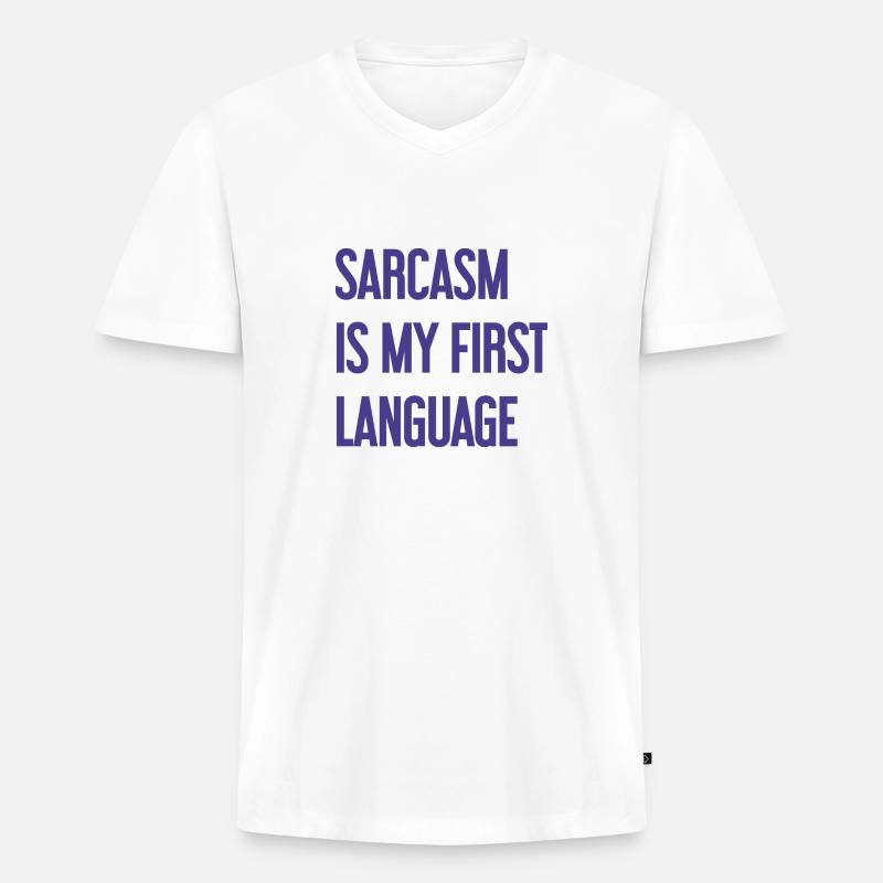 Sarkasmus-Profi - Männer Premium Bio T-Shirt mit V-Ausschnitt - Weiß