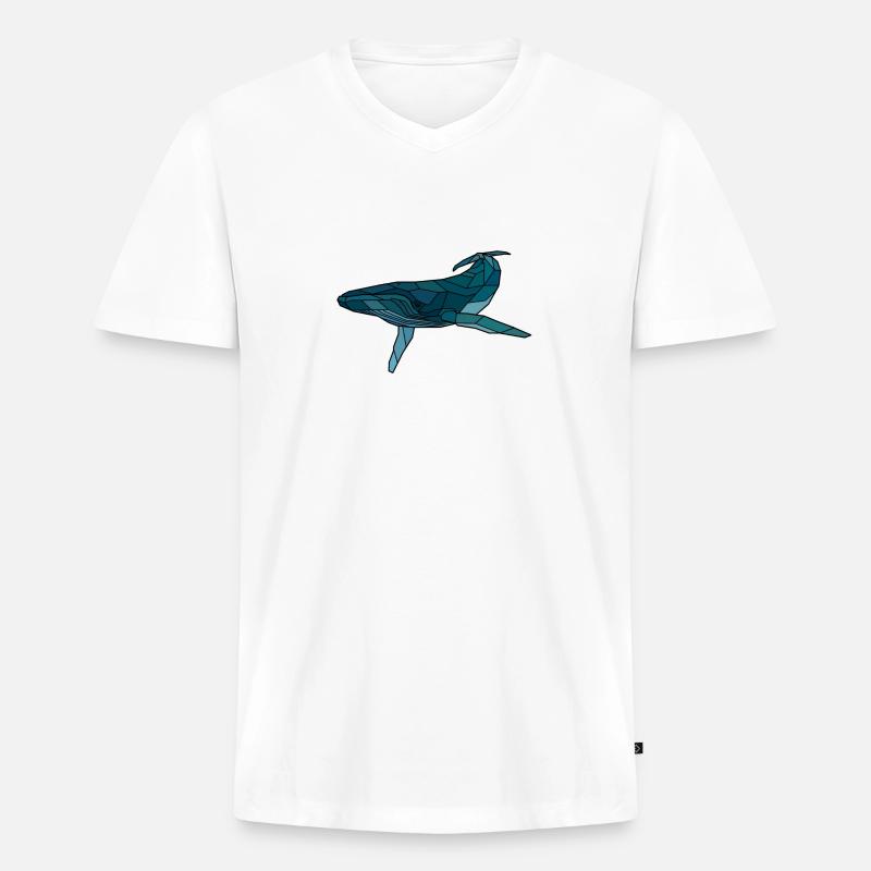 Buckelwal blanko - Männer Premium Bio T-Shirt mit V-Ausschnitt - Weiß