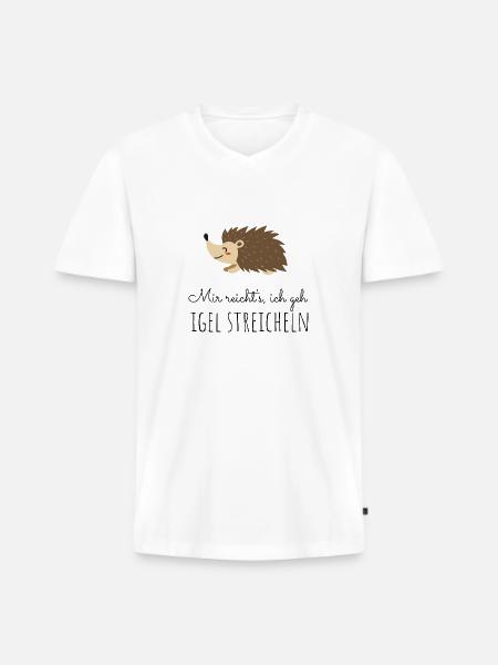 Igel streicheln - Männer Premium Bio T-Shirt mit V-Ausschnitt - Weiß