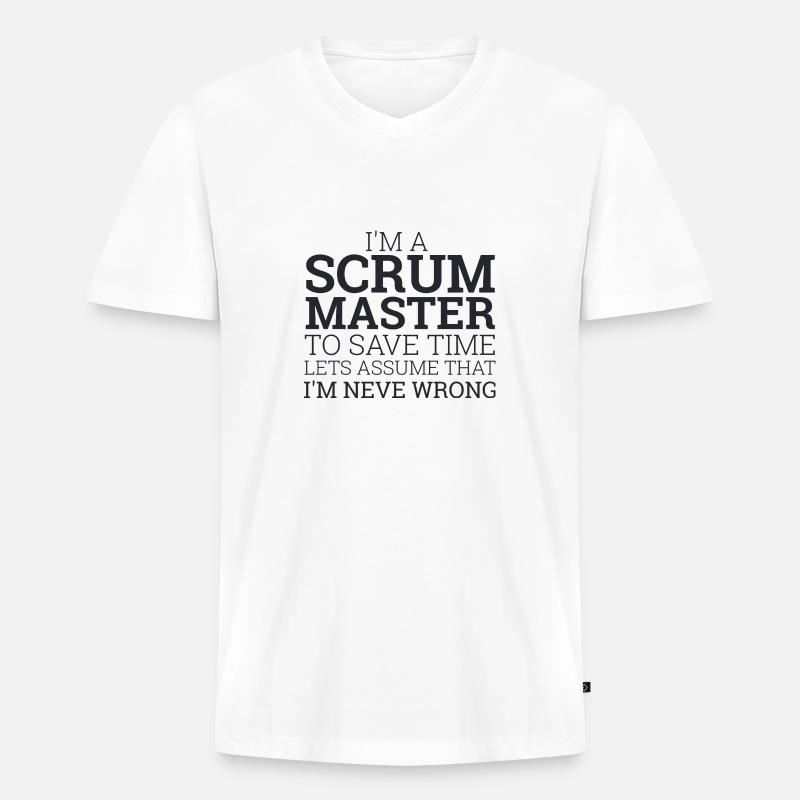 "Scrum Master" | Scrum Master - Männer Premium Bio T-Shirt mit V-Ausschnitt - Weiß