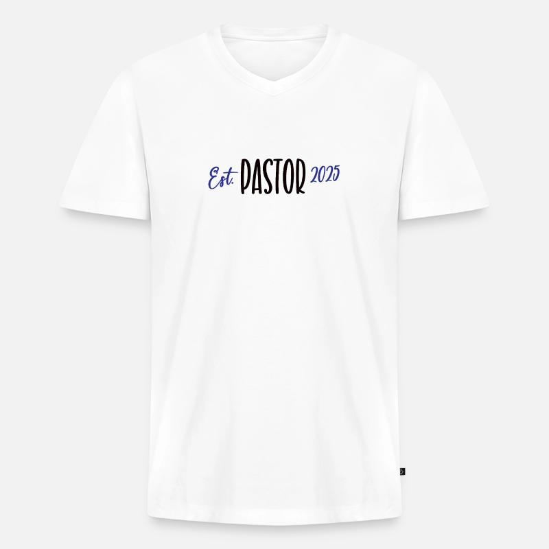 Pastor 2025 Geistlicher Glaube Gott Jesus Kirche - Männer Premium Bio T-Shirt mit V-Ausschnitt - Weiß