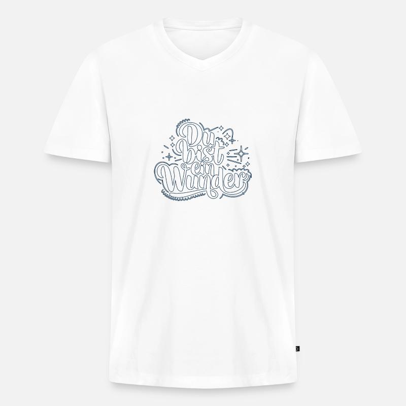 Du bist ein Wunder - Männer Premium Bio T-Shirt mit V-Ausschnitt - Weiß