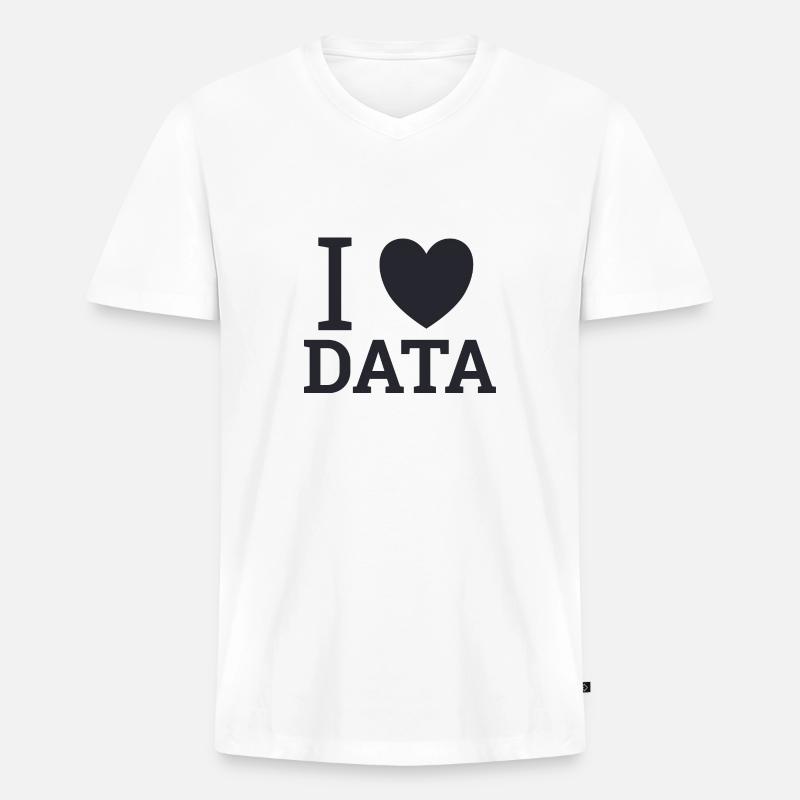 "Love Data" | Data Scientist - Männer Premium Bio T-Shirt mit V-Ausschnitt - Weiß