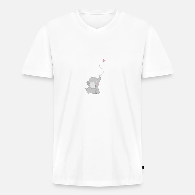 Eddi Elefant - Geschenk - Geschenkidee - Männer Premium Bio T-Shirt mit V-Ausschnitt - Weiß
