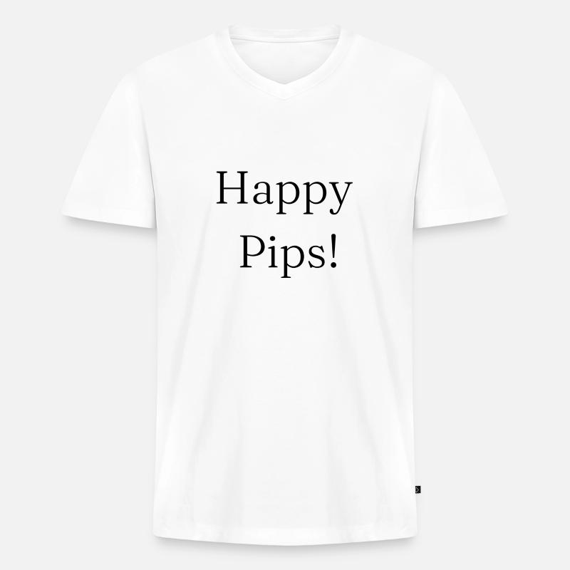 Happy Pips - Männer Premium Bio T-Shirt mit V-Ausschnitt - Weiß