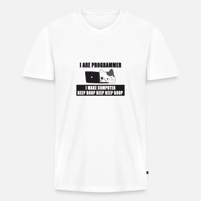 Ich bin Programmierer - Männer Premium Bio T-Shirt mit V-Ausschnitt - Weiß