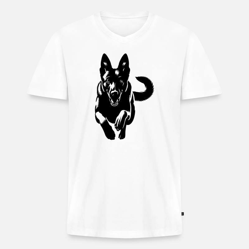 Malinois - Männer Premium Bio T-Shirt mit V-Ausschnitt - Weiß