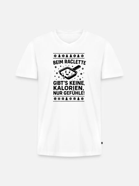 Raclette Saying Calories Feelings - Men's Premium Organic T-shirt with V-neck - white