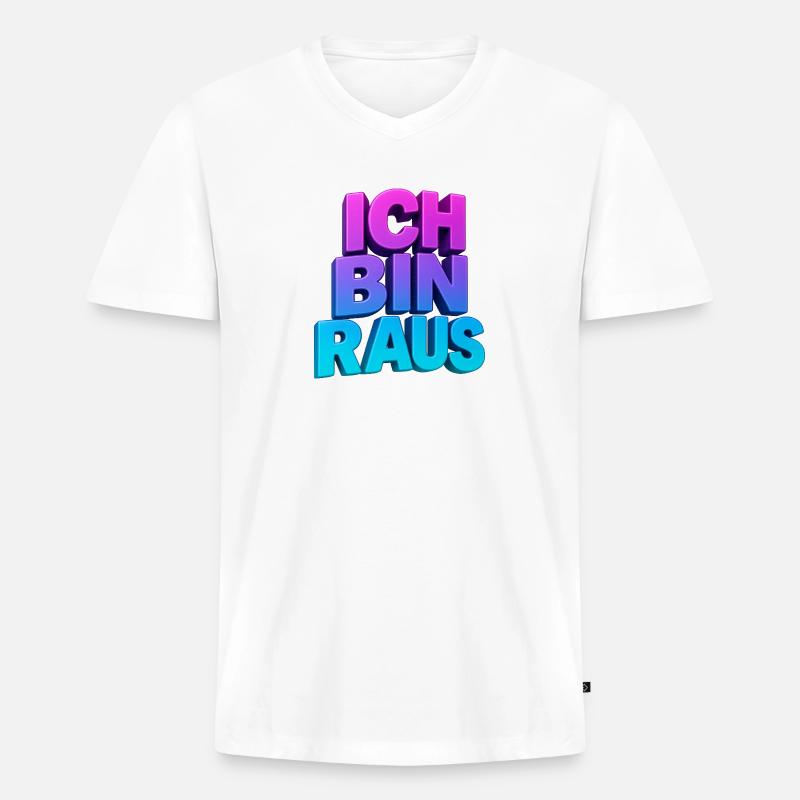 Ich Bin Raus 3D Gradient - Männer Premium Bio T-Shirt mit V-Ausschnitt - Weiß