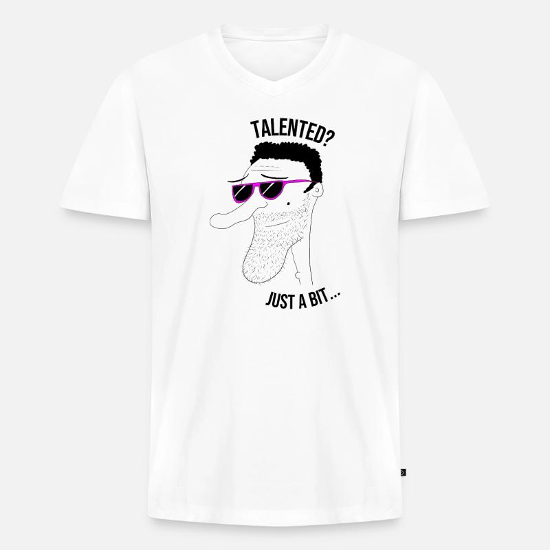 Talentiert? Nur ein bisschen... Mann - Männer Premium Bio T-Shirt mit V-Ausschnitt - Weiß