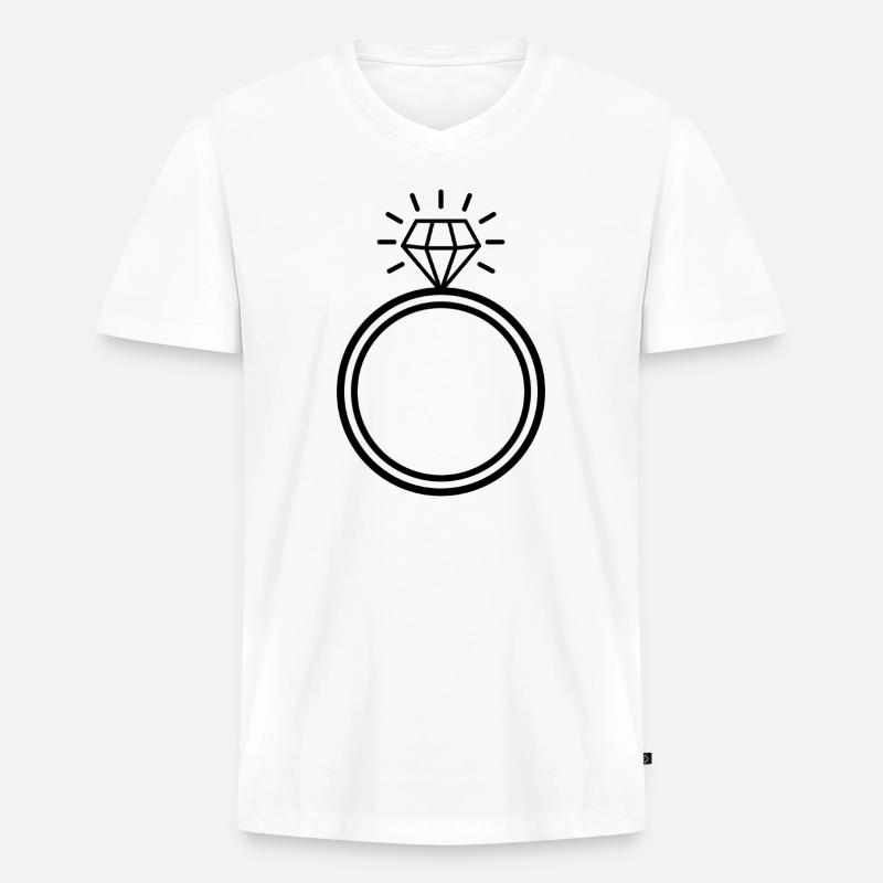 Diamantring - Männer Premium Bio T-Shirt mit V-Ausschnitt - Weiß