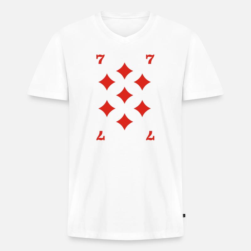 Karo Sieben - Männer Premium Bio T-Shirt mit V-Ausschnitt - Weiß