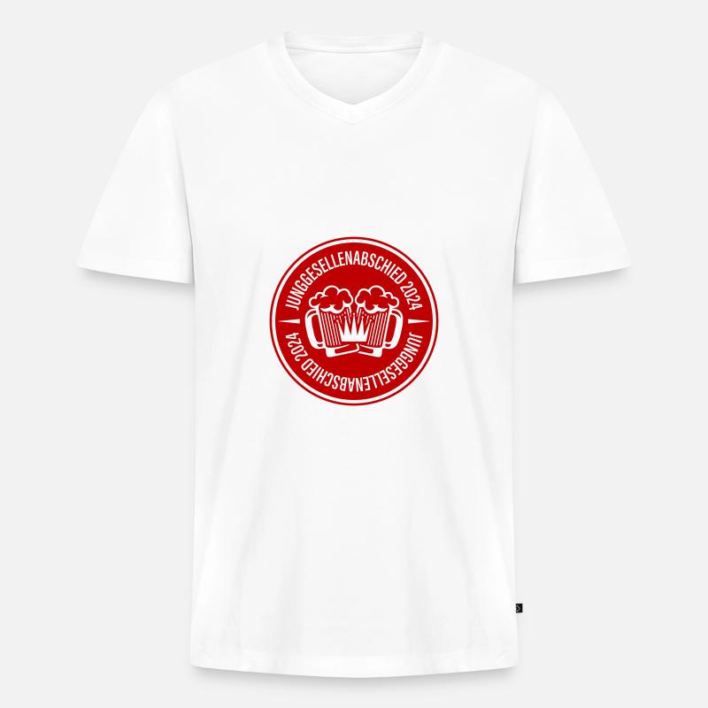 Junggesellenabschied 2024 Bier - Männer Premium Bio T-Shirt mit V-Ausschnitt - Weiß