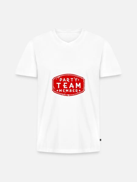 Party Team Member - Männer Premium Bio T-Shirt mit V-Ausschnitt - Weiß