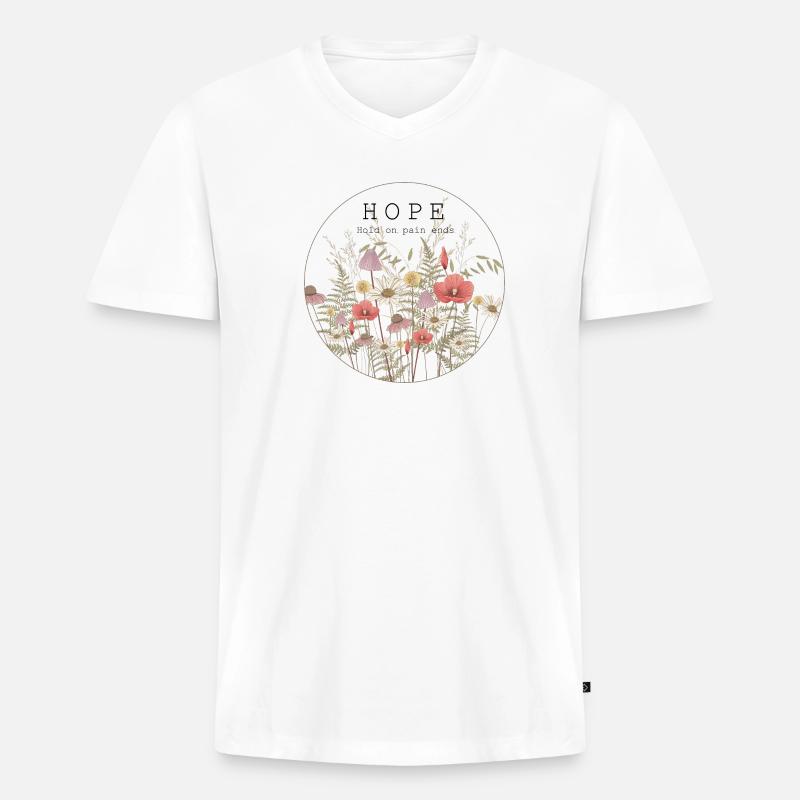 Hoffen - Männer Premium Bio T-Shirt mit V-Ausschnitt - Weiß