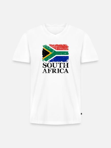 South Africa - Men's Premium Organic T-shirt with V-neck - white
