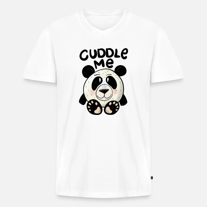 Panda Cuddle me - Männer Premium Bio T-Shirt mit V-Ausschnitt - Weiß