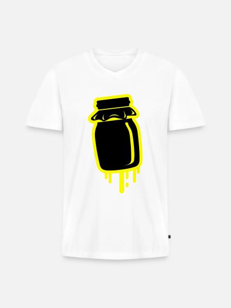 Honey symbol beekeeper - Men's Premium Organic T-shirt with V-neck - white