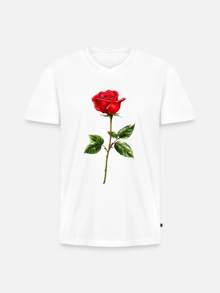 Rose Blume Liebe - Männer Premium Bio T-Shirt mit V-Ausschnitt - Weiß