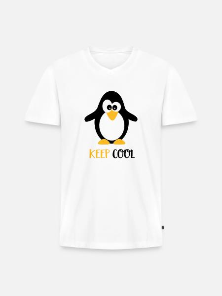 penguin - Men's Premium Organic T-shirt with V-neck - white