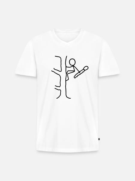 Baumfäller - Kettensäge - Männer Premium Bio T-Shirt mit V-Ausschnitt - Weiß