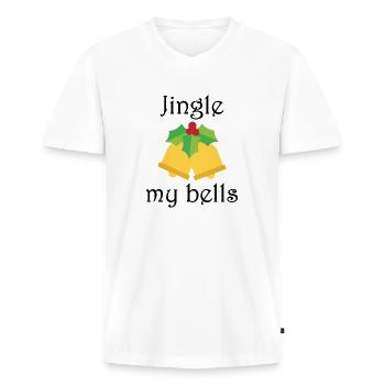 Jingle Meine Glocken - Männer Premium Bio T-Shirt mit V-Ausschnitt - Weiß - Vorne - Nico (187cm)