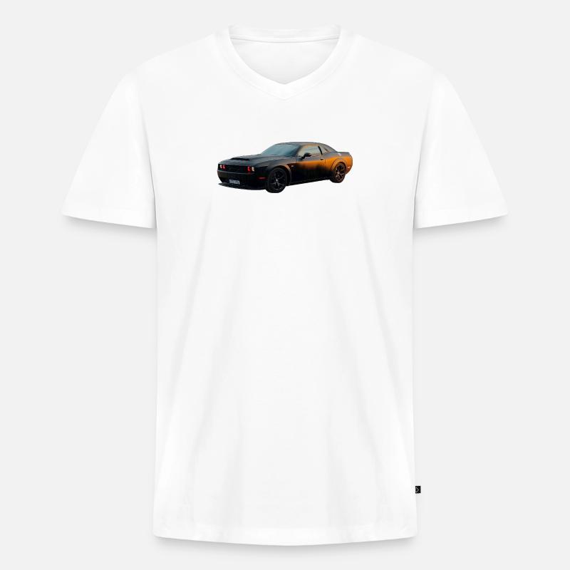Challenger - Männer Premium Bio T-Shirt mit V-Ausschnitt - Weiß