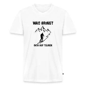 Witziger Skitouren Ski Tour Geschenk lustig Spruch - Männer Premium Bio T-Shirt mit V-Ausschnitt - Weiß - Vorne - Nico (187cm)