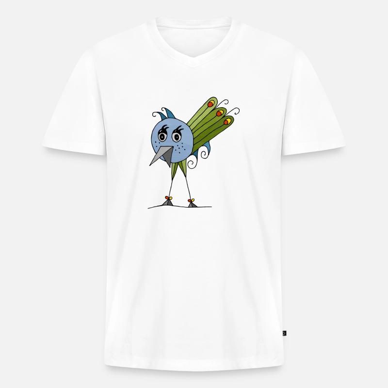 Vogel - Männer Premium Bio T-Shirt mit V-Ausschnitt - Weiß