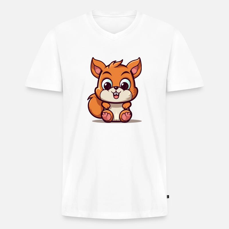 Raph das Eichhörnchen - Männer Premium Bio T-Shirt mit V-Ausschnitt - Weiß