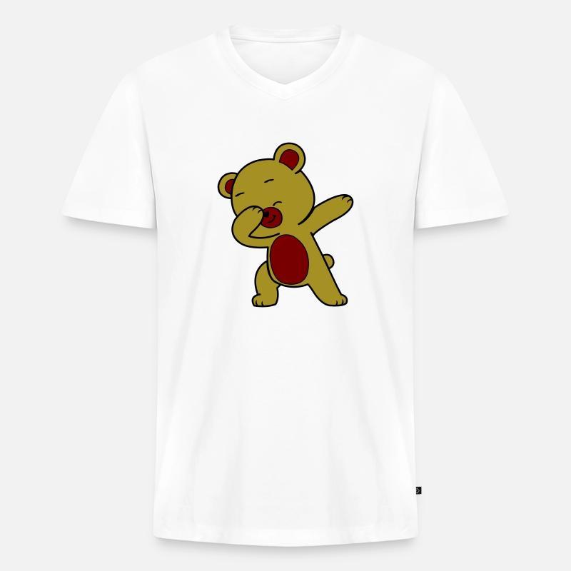 dabbing bär - Männer Premium Bio T-Shirt mit V-Ausschnitt - Weiß