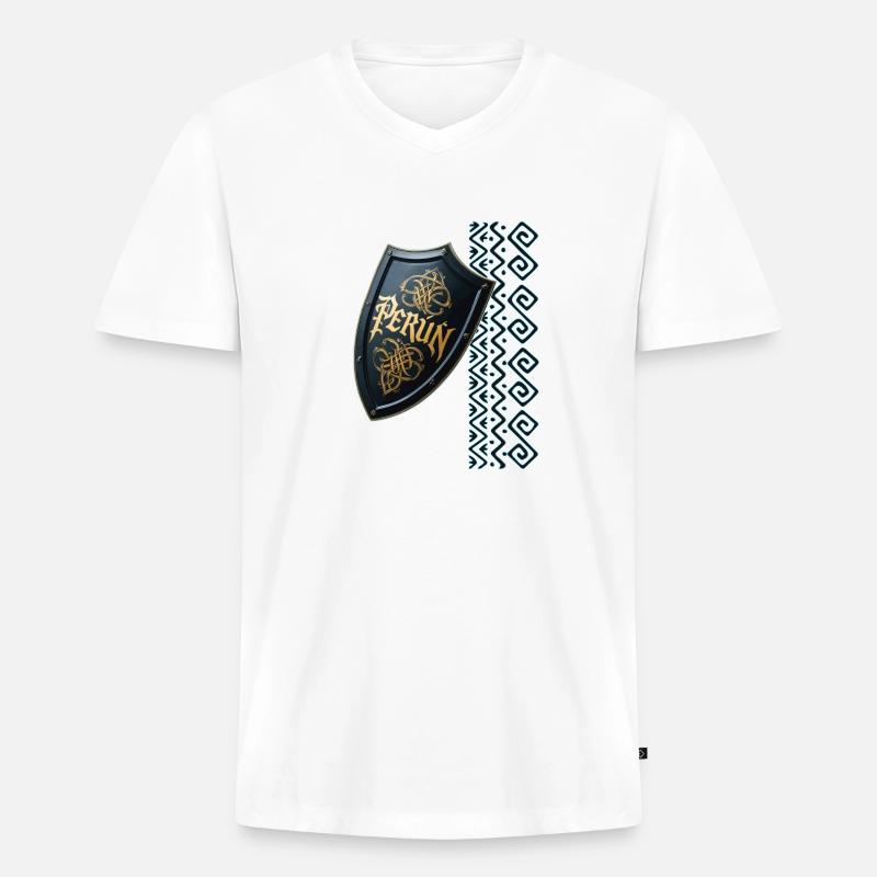 Perún - der Gott des Sturms - Männer Premium Bio T-Shirt mit V-Ausschnitt - Weiß