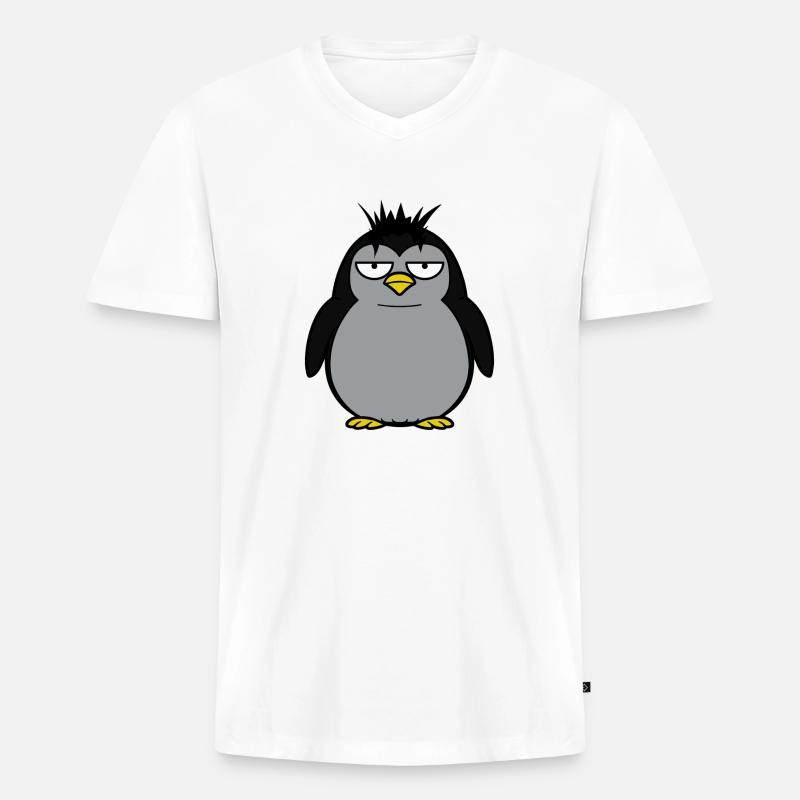 Pingwin xxl - Männer Premium Bio T-Shirt mit V-Ausschnitt - Weiß