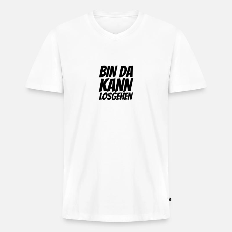 Bin da - kann losgehen - Männer Premium Bio T-Shirt mit V-Ausschnitt - Weiß