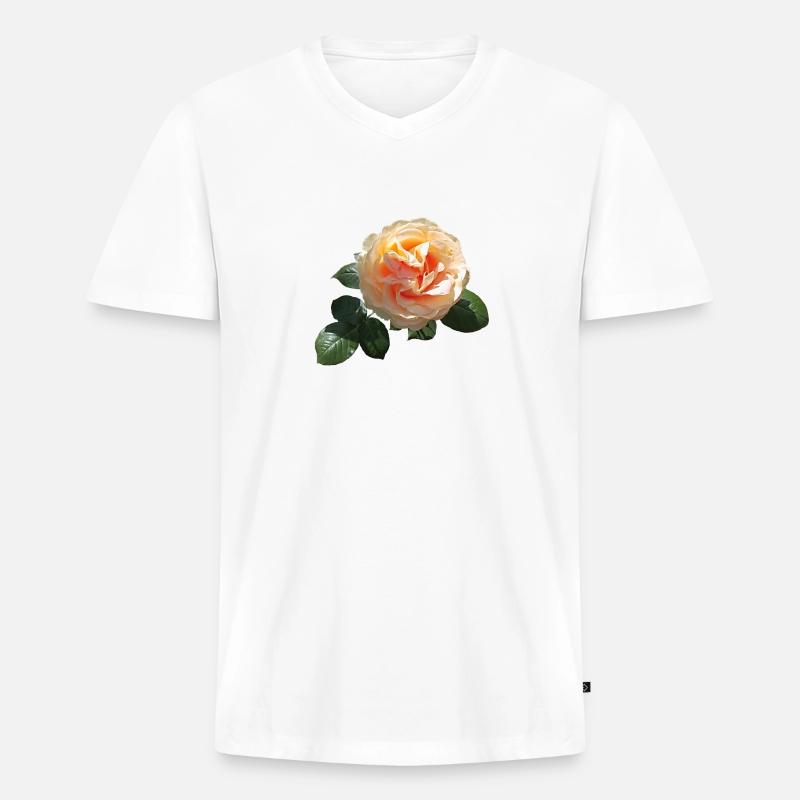 Frühlingsrose - Männer Premium Bio T-Shirt mit V-Ausschnitt - Weiß