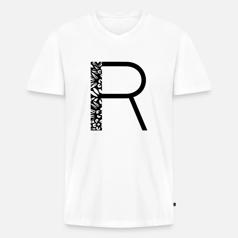 Buchstabe R - Männer Premium Bio T-Shirt mit V-Ausschnitt - Weiß