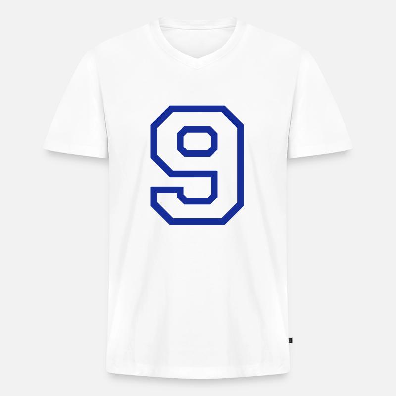 DIE NUMMER 9 - NEUN - Männer Premium Bio T-Shirt mit V-Ausschnitt - Weiß