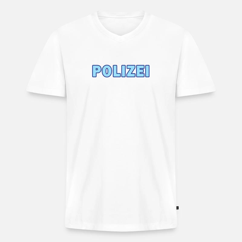 Polizei blockiert Neontext - Männer Premium Bio T-Shirt mit V-Ausschnitt - Weiß
